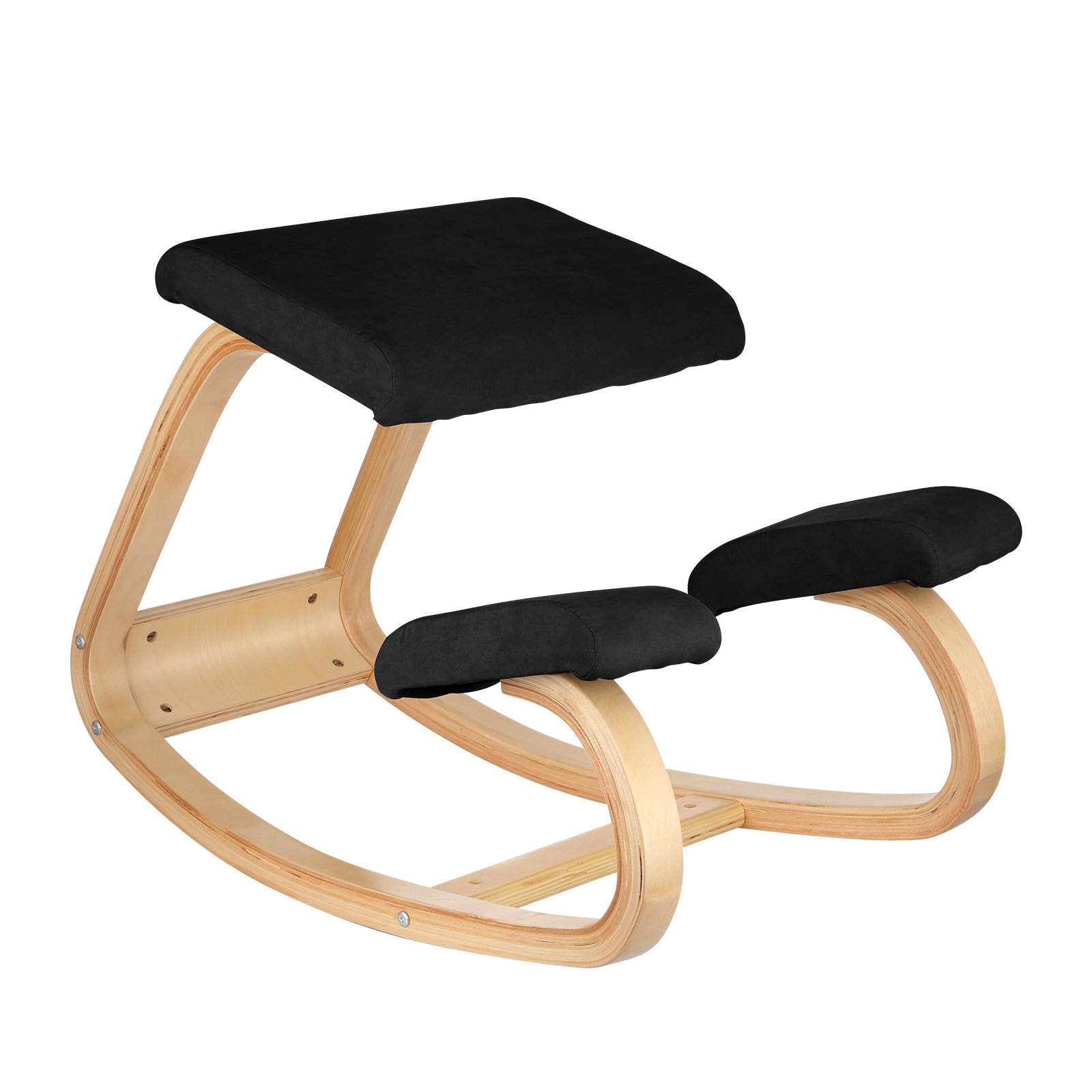 VEVOR Ergonomic Kneeling Chair Beech Wood Ergonomic Kneeling Office Chair Perfect for Body Shaping and Relieving Stress Black