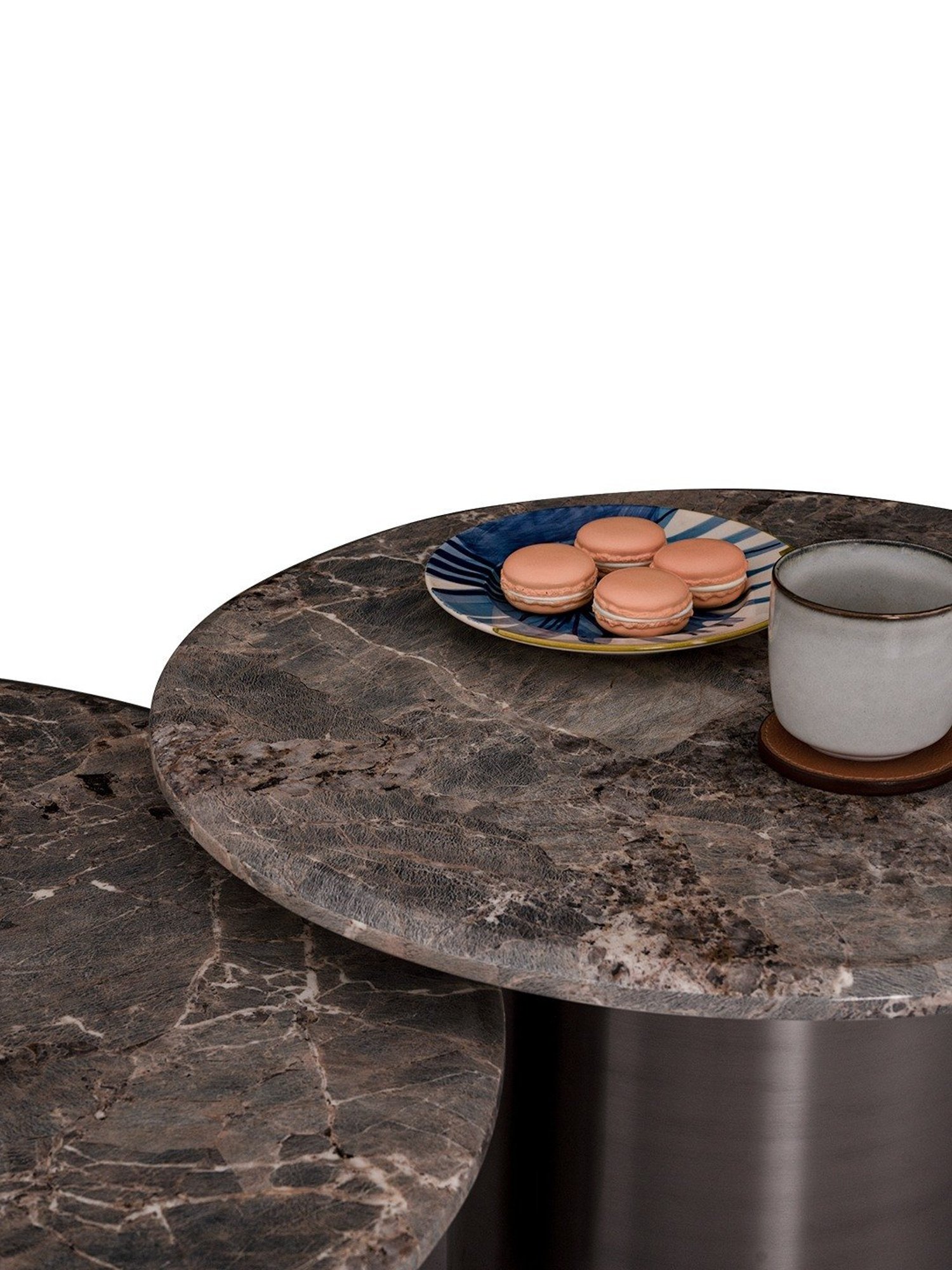 Durian Monarch Gunmetal Grey Composite Marble Coffee & Center Table