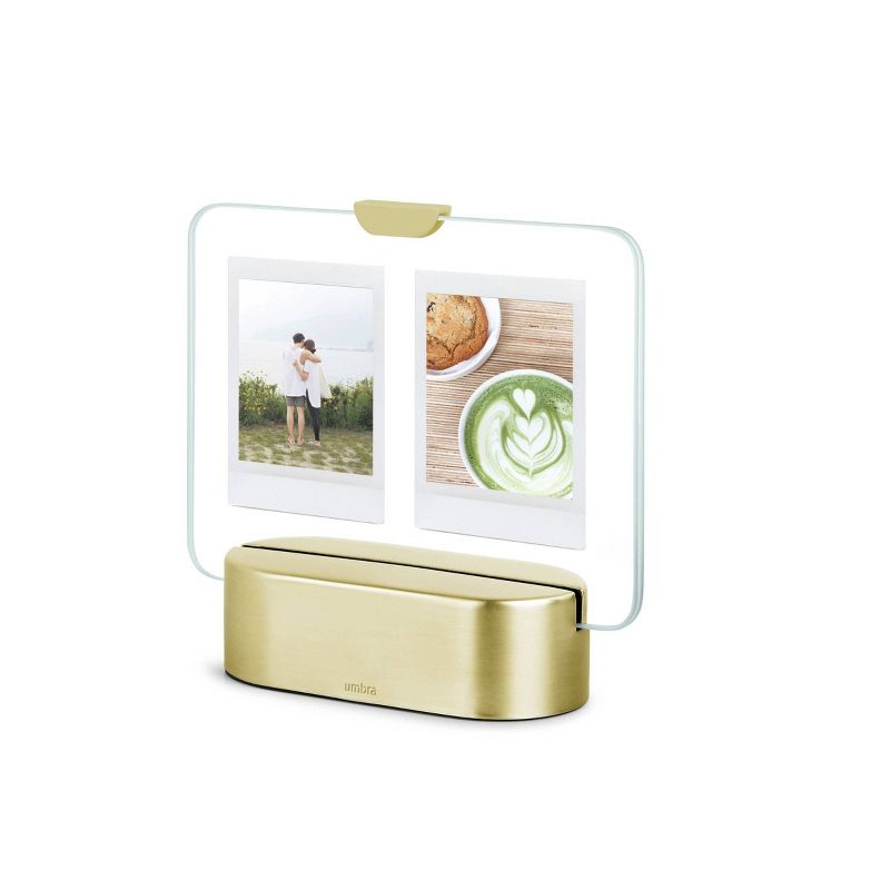 2" x 3" Glo Instant Photo Display Frame LED Matte Brass - Umbra