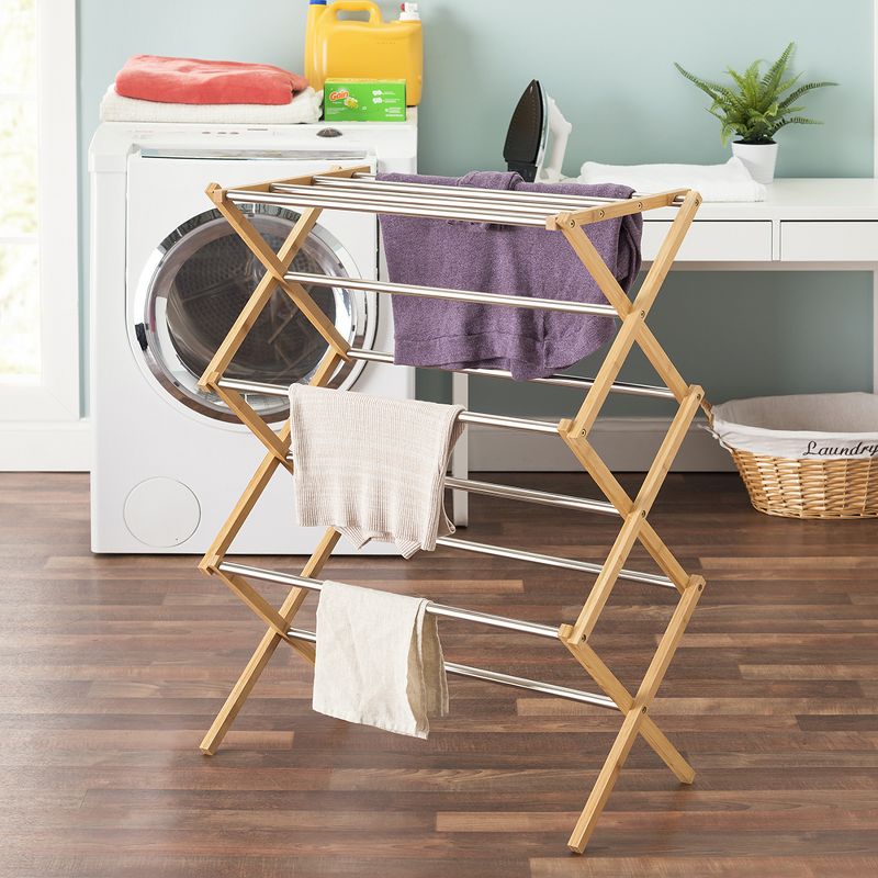 Sunbeam Bamboo and Stainless Steel  Foldable Drying Rack