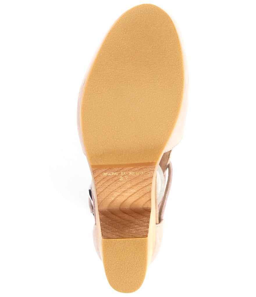 Free People Cedar Leather Buckle Wood Clogs