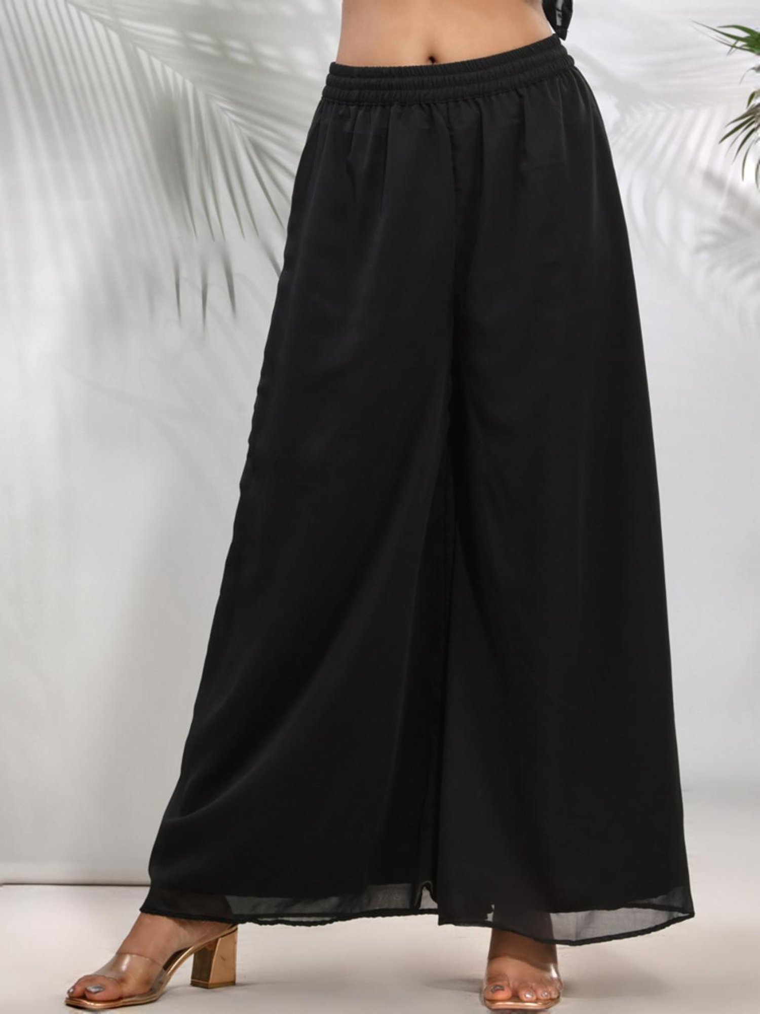 Charukriti Black Embellished Kurta Palazzo Set With Dupatta