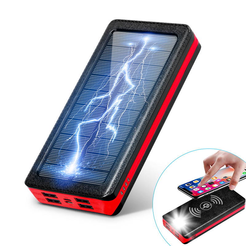 15000mAh Wireless Solar Power Bank Portable Charger Large Capacity 4 USB External Battery LED Fast Charging for Xiaomi IPhone