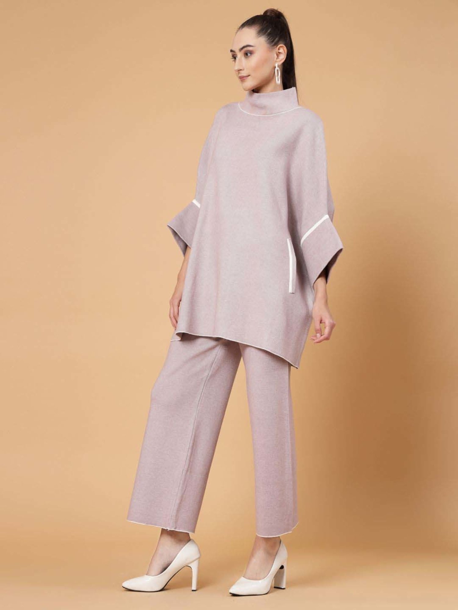 Mafadeny Lilac Plain Top Pants Set