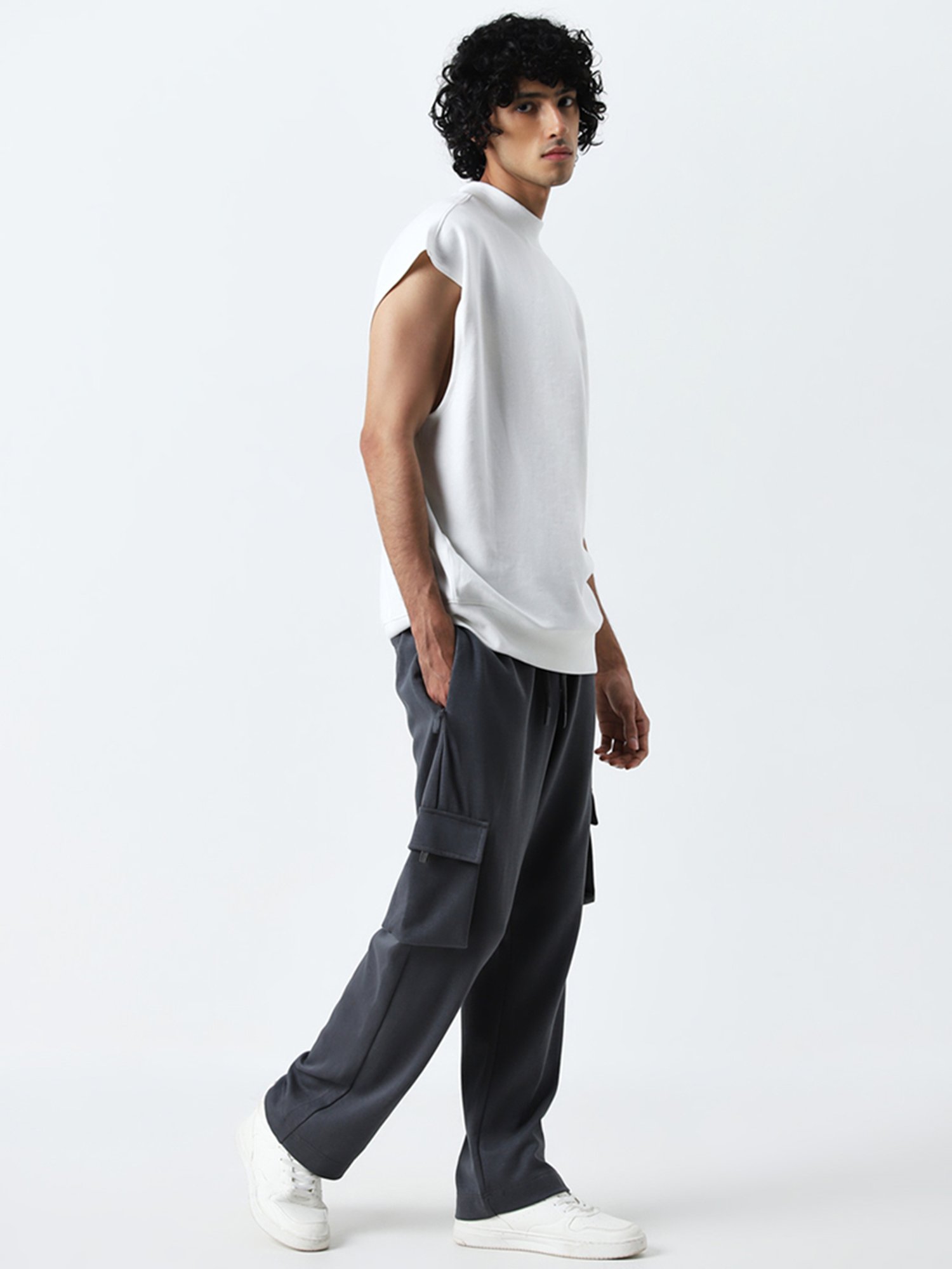 Studiofit by Westside Dark Grey Mid-Rise Relaxed-Fit Track Pants