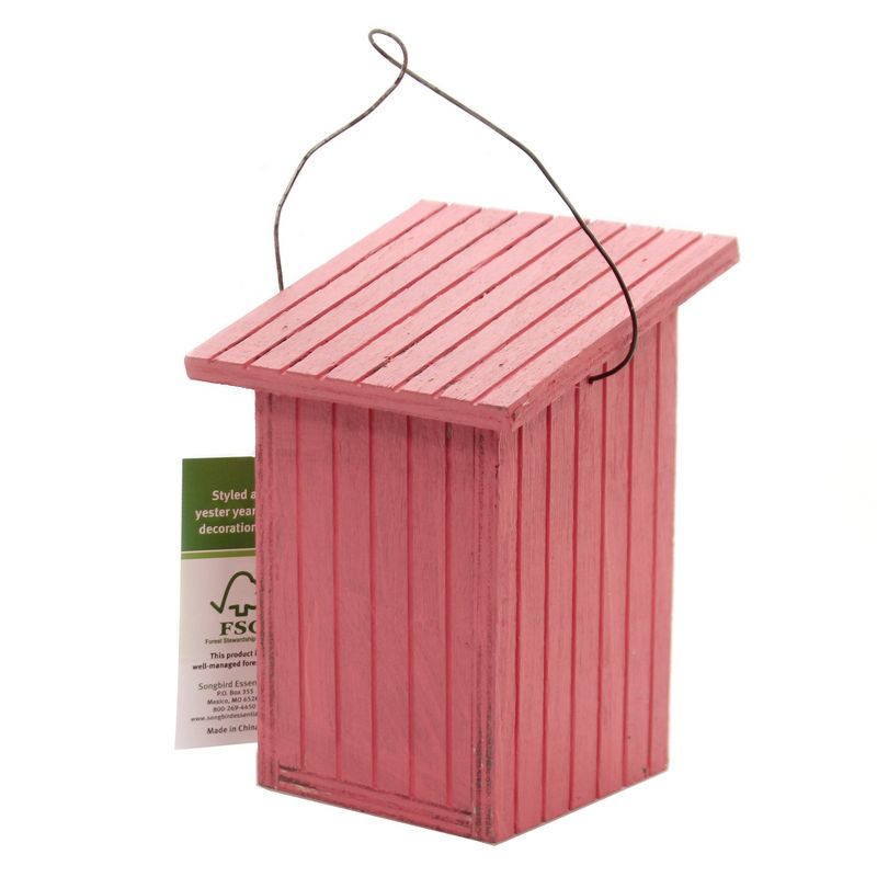 Home & Garden 7.25" Birdie Loo Red Birdhouse Outhouse Style Gold Crest Distributing  -  Bird And Insect Houses