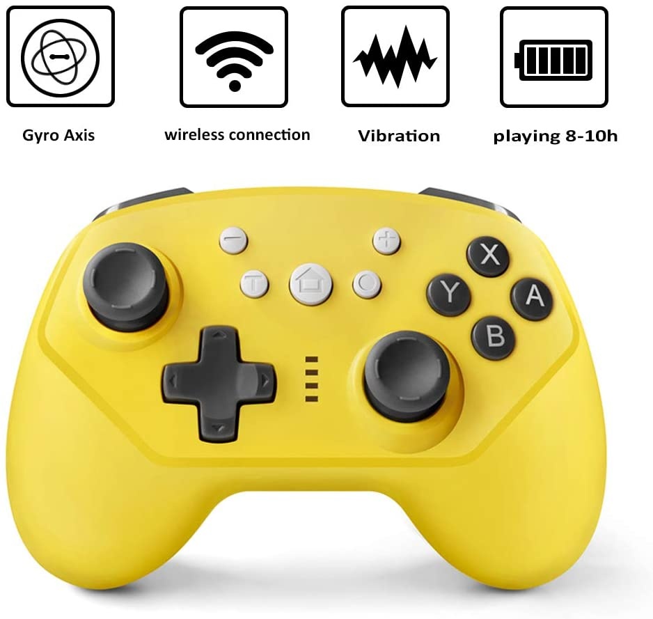 Wireless Controller for Nintendo Switch,Switch Lite and Android,Wired PC and P3,Switch Pro Controller with Turbo,Gyro Axis and Dual Vibration (Yellow)