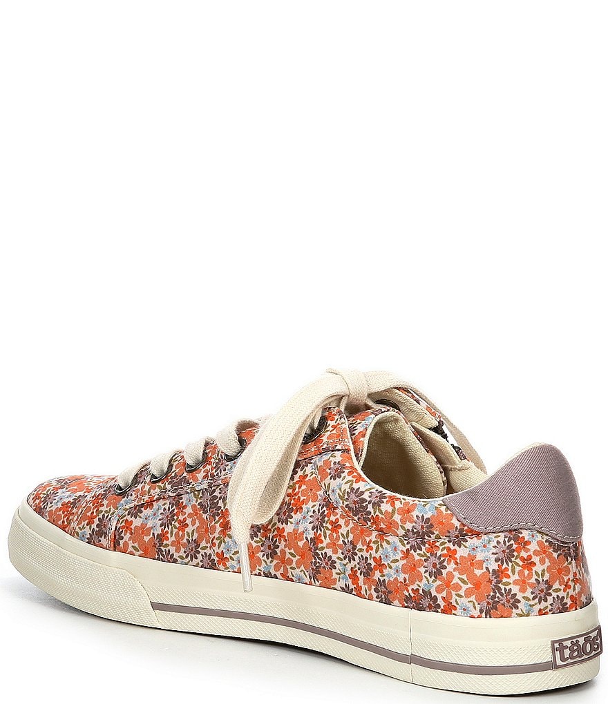 Taos Footwear Z-Soul Peach Floral Canvas Lace-Up Sneakers