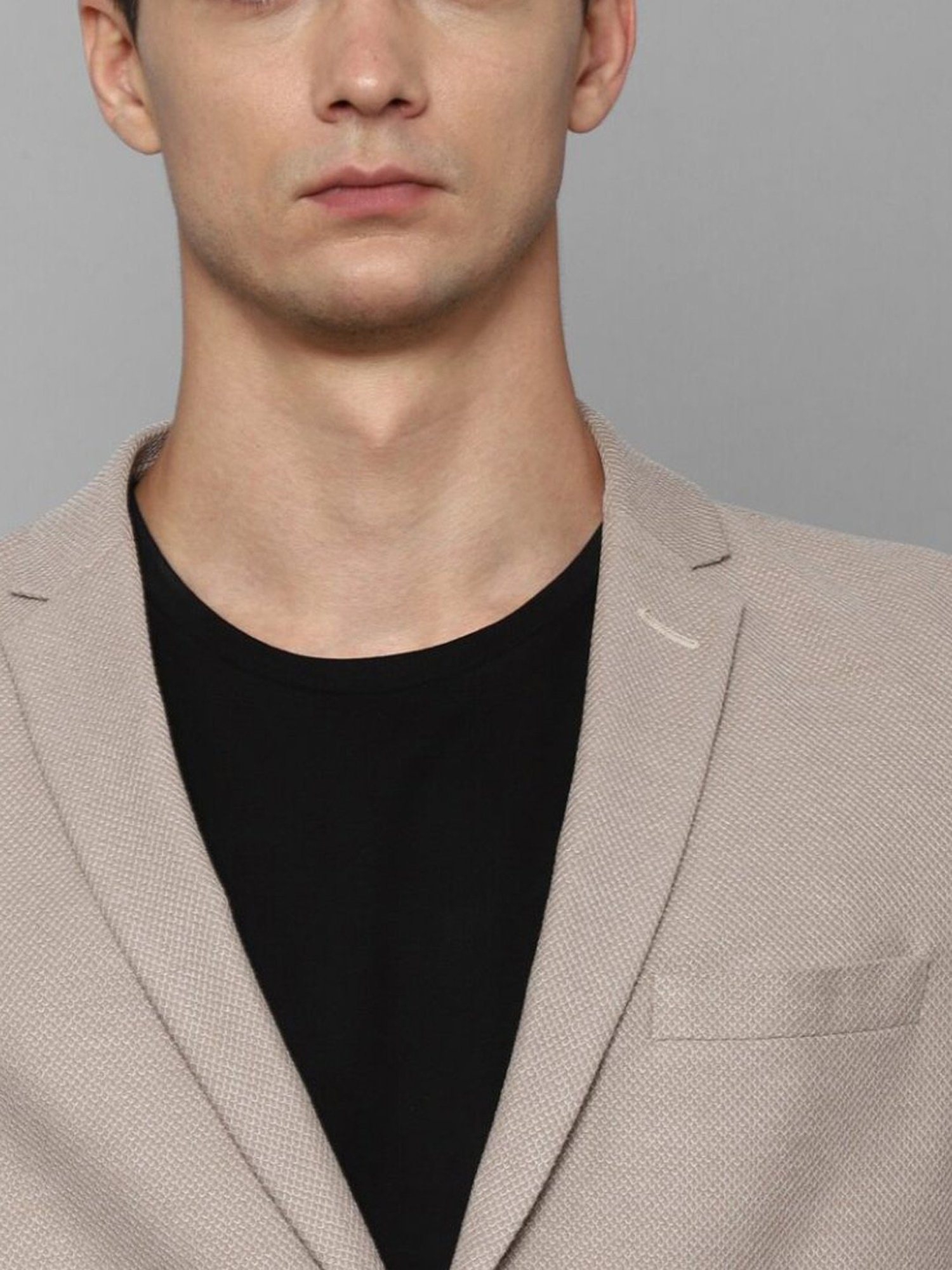 Louis Philippe Sport Beige Cotton Slim Fit Self Pattern Blazer