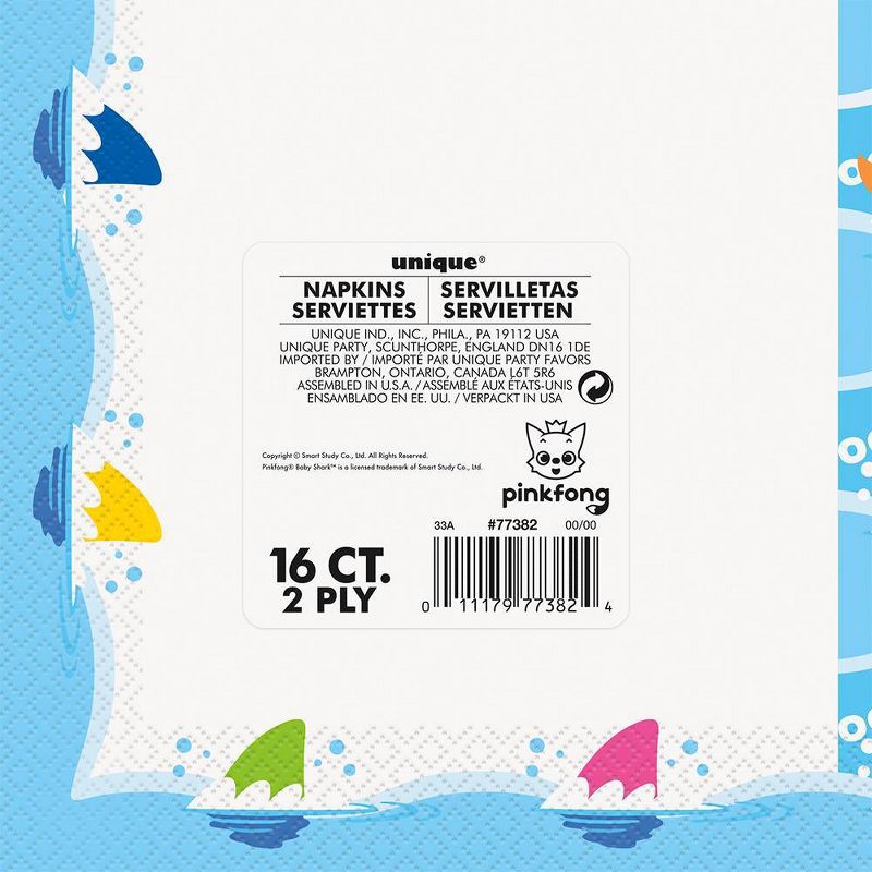 Baby Shark 16ct Disposable Lunch Napkins