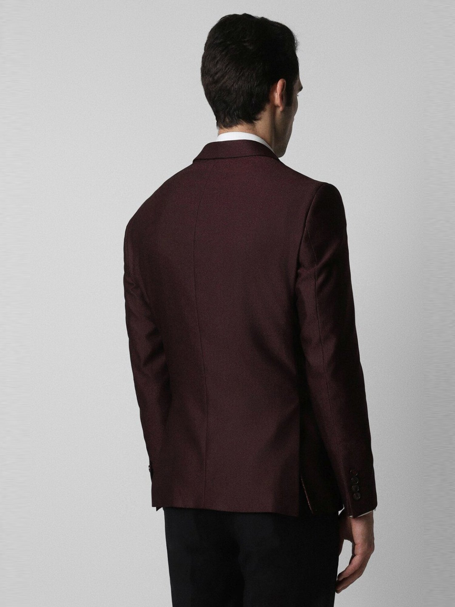 Van Heusen Maroon Slim Fit Texture Blazers