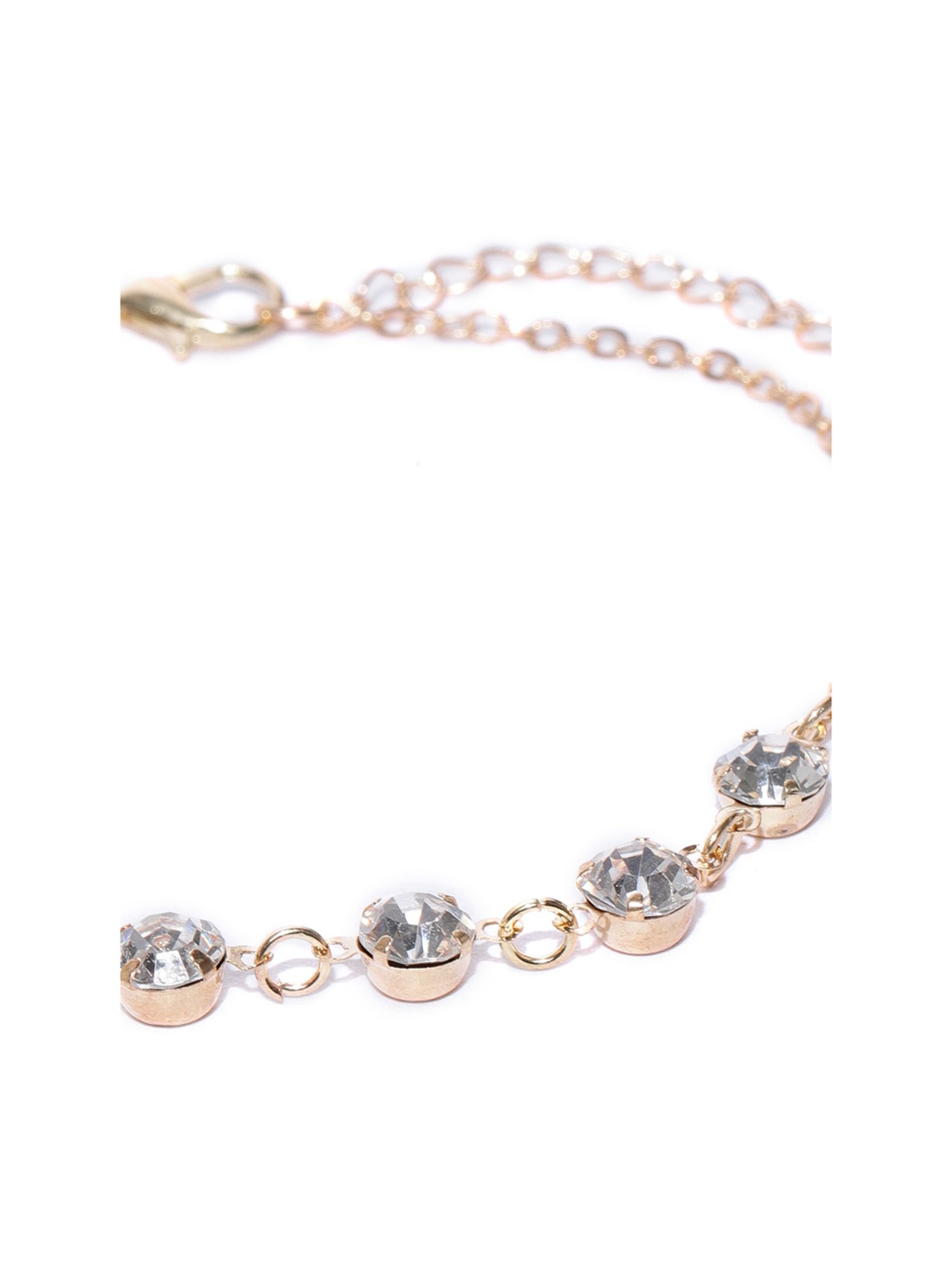 OOMPH Gold-Tone Crystal Delicate Fashion Stylish Latest Anklet for Women