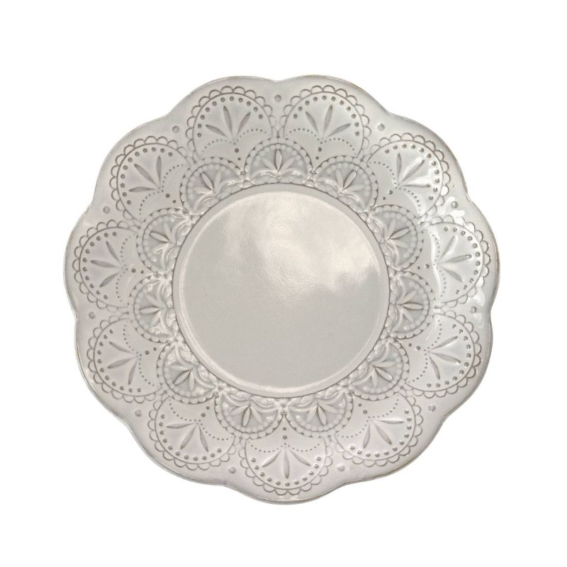 16pc Stoneware Rustic Eyelet Dinnerware Set White - Elama