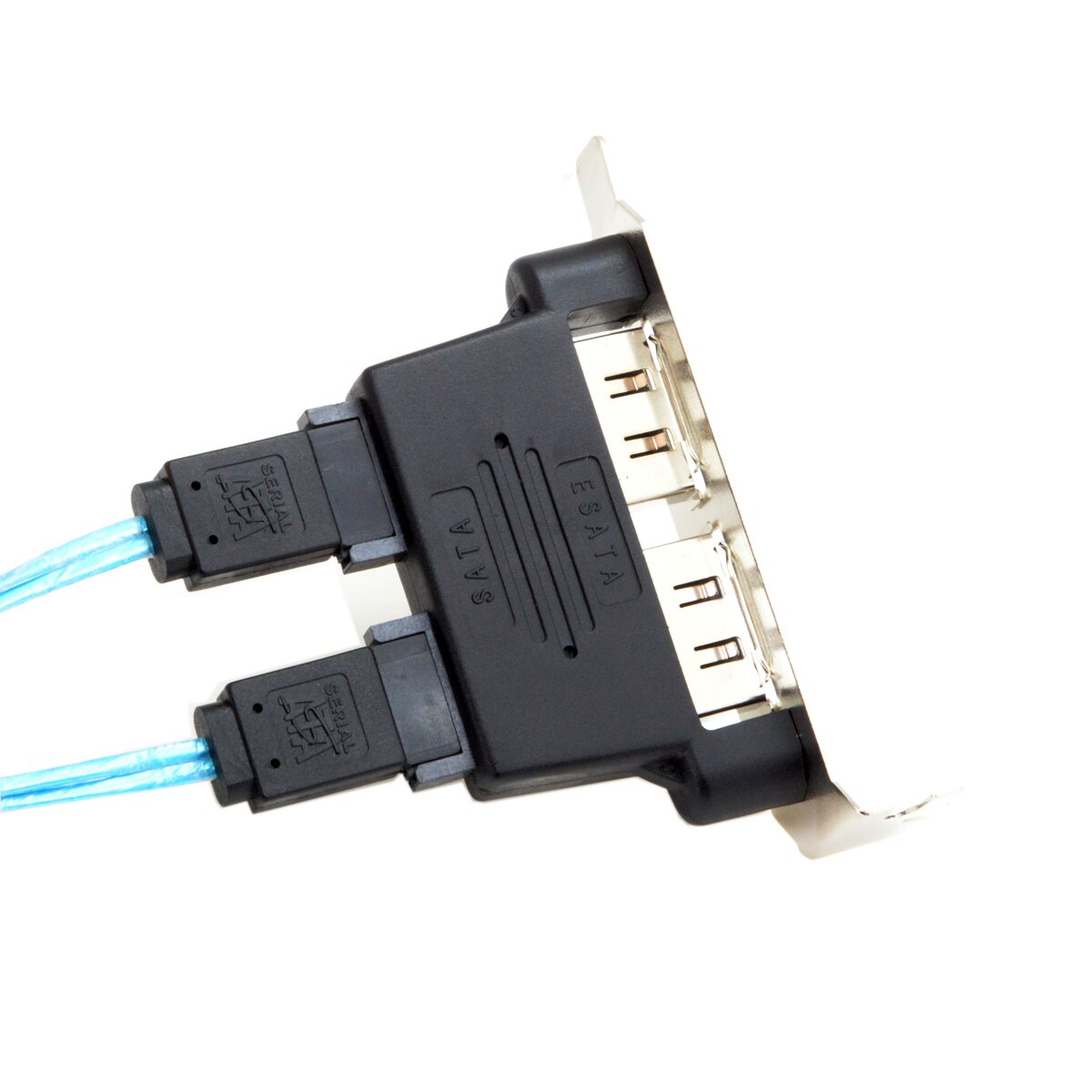 Cablecc Dual Port SATA 7pin to Esata 7Pin Adapter Male to Male with Low Profile PCI-E Bracket 80mm Length for small form factor PCs
