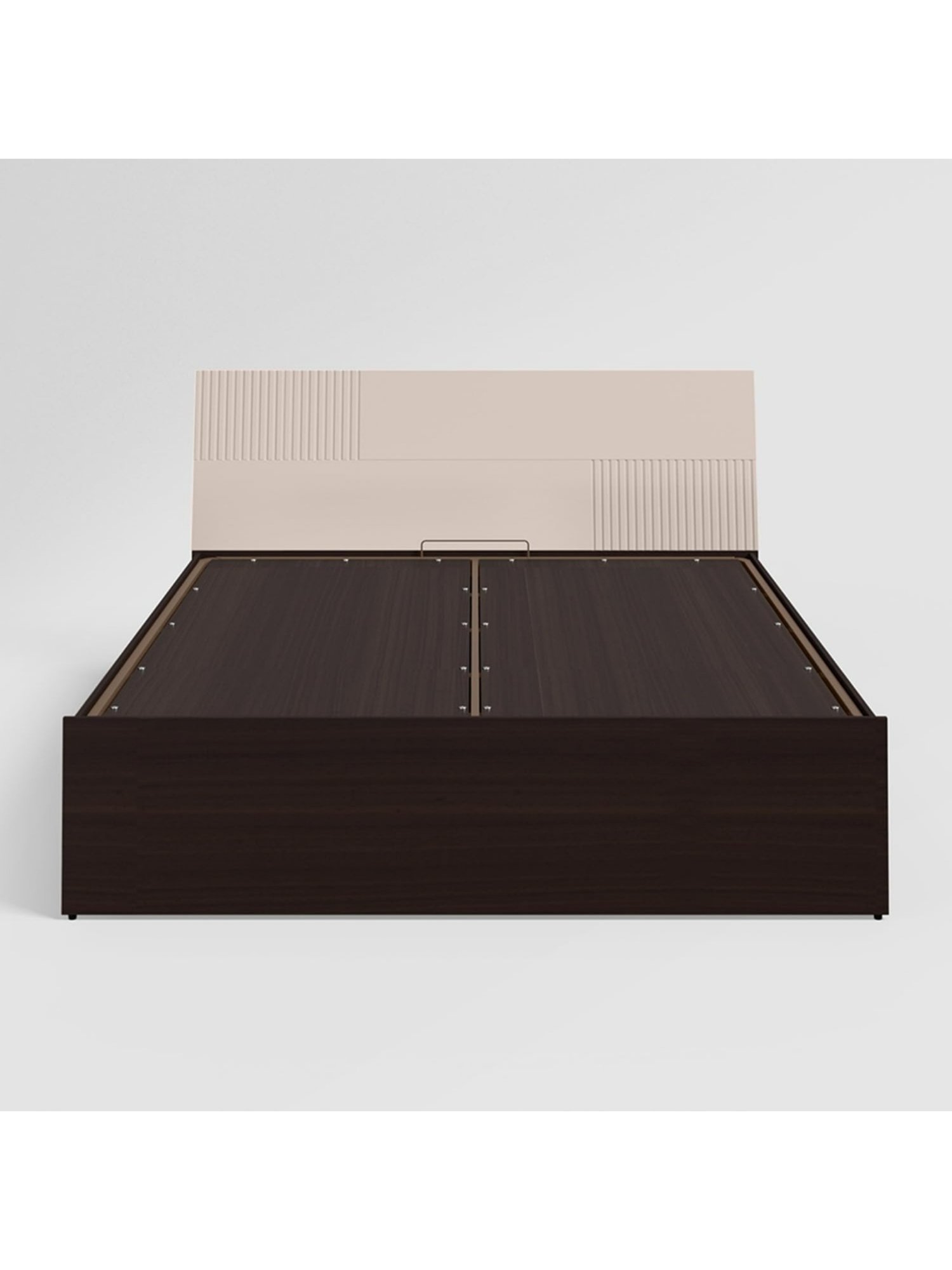 Godrej Interio Flutes Morf Cream Engineered Wood Queen Size Bed with Motorized Storage