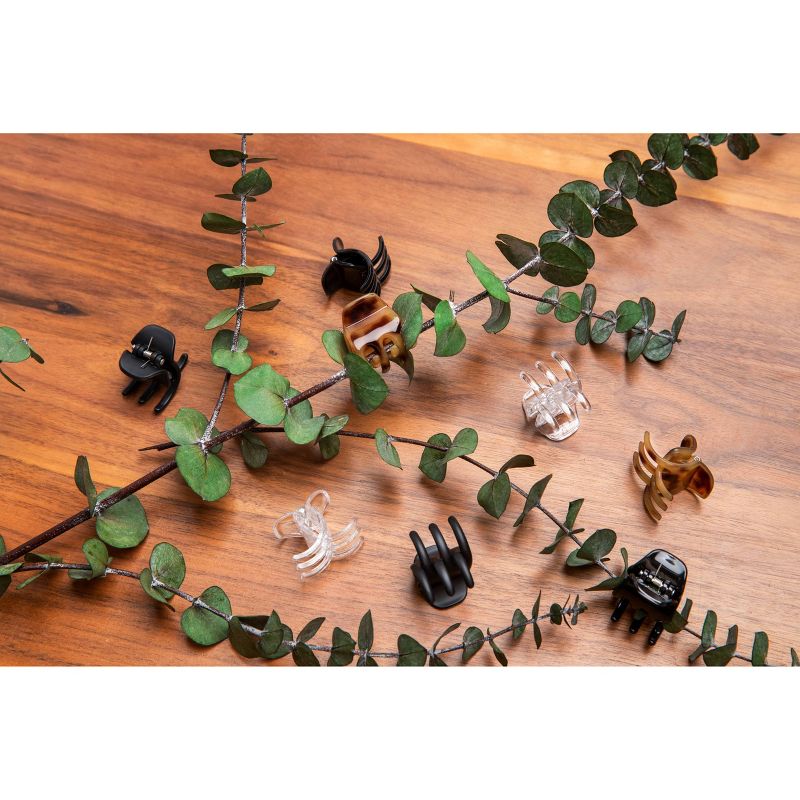 scunci Basics Jaw Clips - Mini Clear/Brown/Black - 8pk