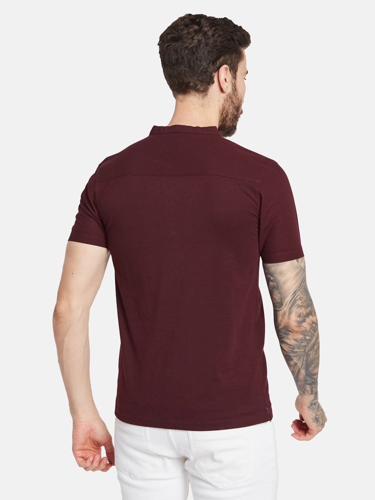 Octave Wine Regular Fit Henley T-Shirt
