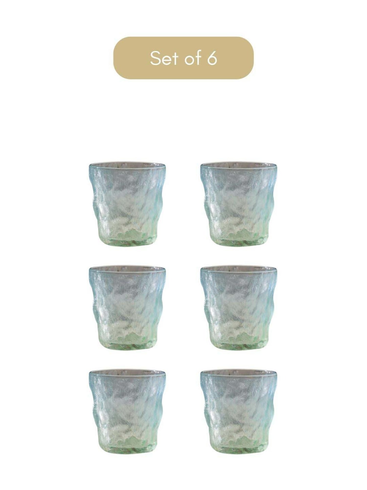 Nestasia short ombre glacier high heat resistant lead-free Glass for serving drinks(Set of 6, 250ml)