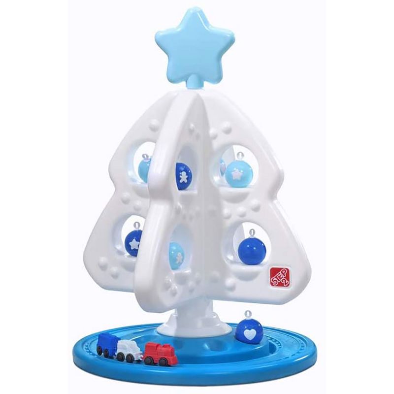 Step2 497699 33 Inch My First Christmas Tree Train Set with Decorative Ornaments and Built In Tree Skirt Storage for Kids 1.5 Years Old and Up