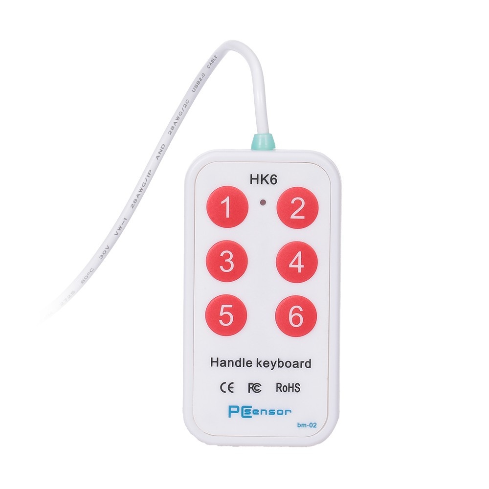 HK_6 USB Handle Keyboard 6 Buttons Handle Keyboard with 6 Shortcuts Support Custom Button Settings for