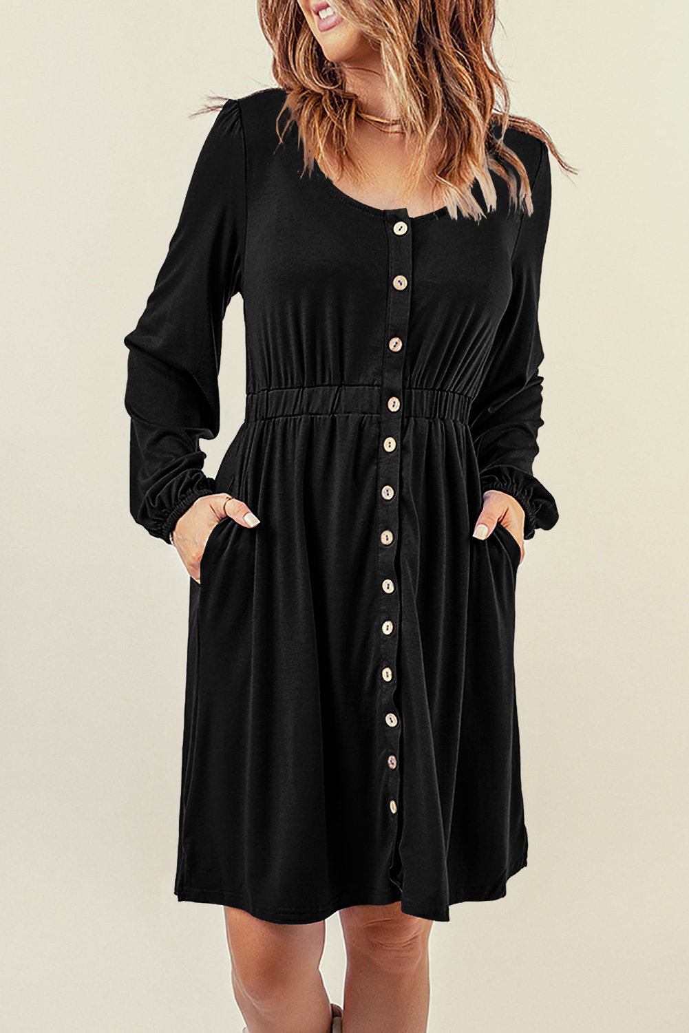 Cheetah Casual Long Sleeve Button Up Shirt Dress