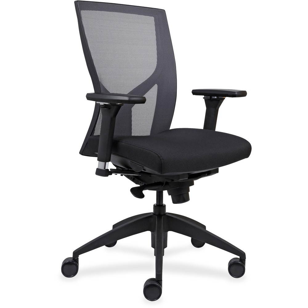 Lorell LLR83109 High-Back Mesh Chairs with Fabric Seat - Black