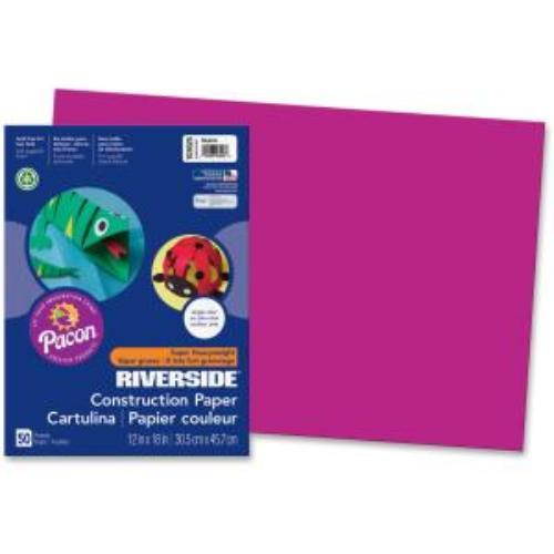 Pacon Construction Paper 76lb . 12"x18" 50/PK Magenta 103628