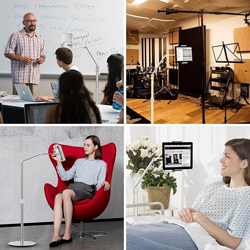 Tablet Floor Stand Holder for iPadApplicable to 45~10inch Smart Phone and Tablet Such as iPad iPhone X iPad ProiPad Mini iPad Air 12 iPad 24 Silver