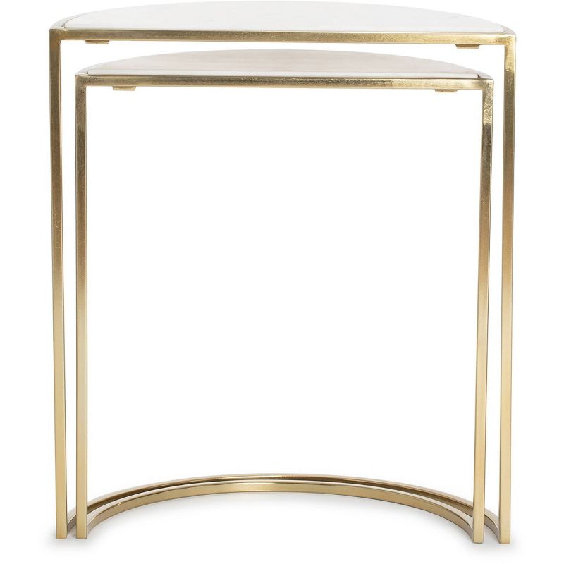 Set of 2 Kingston Nesting Side Tables White/Gold - Adore Decor