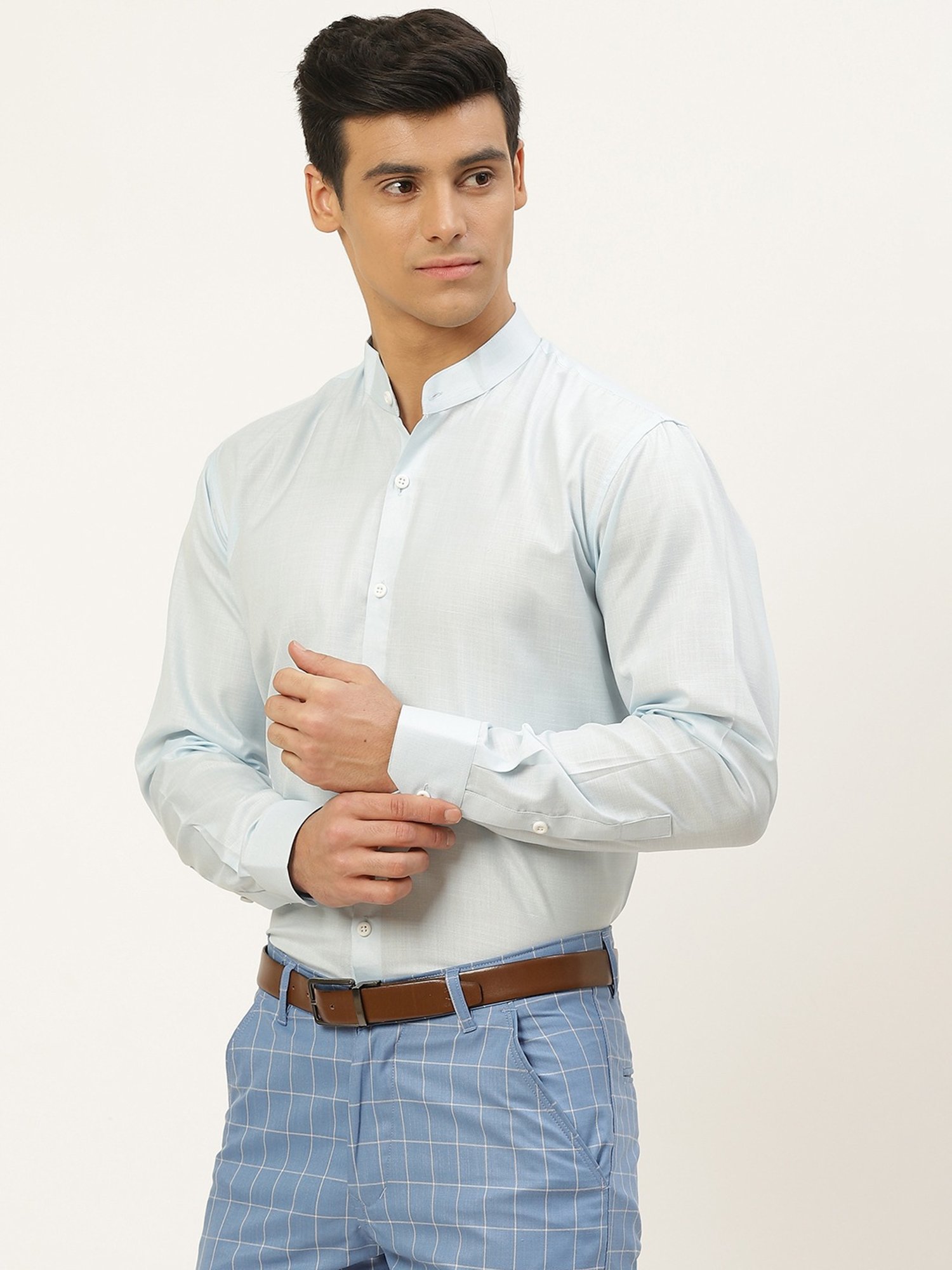 Sojanya Blue Cotton Regular Fit Shirt