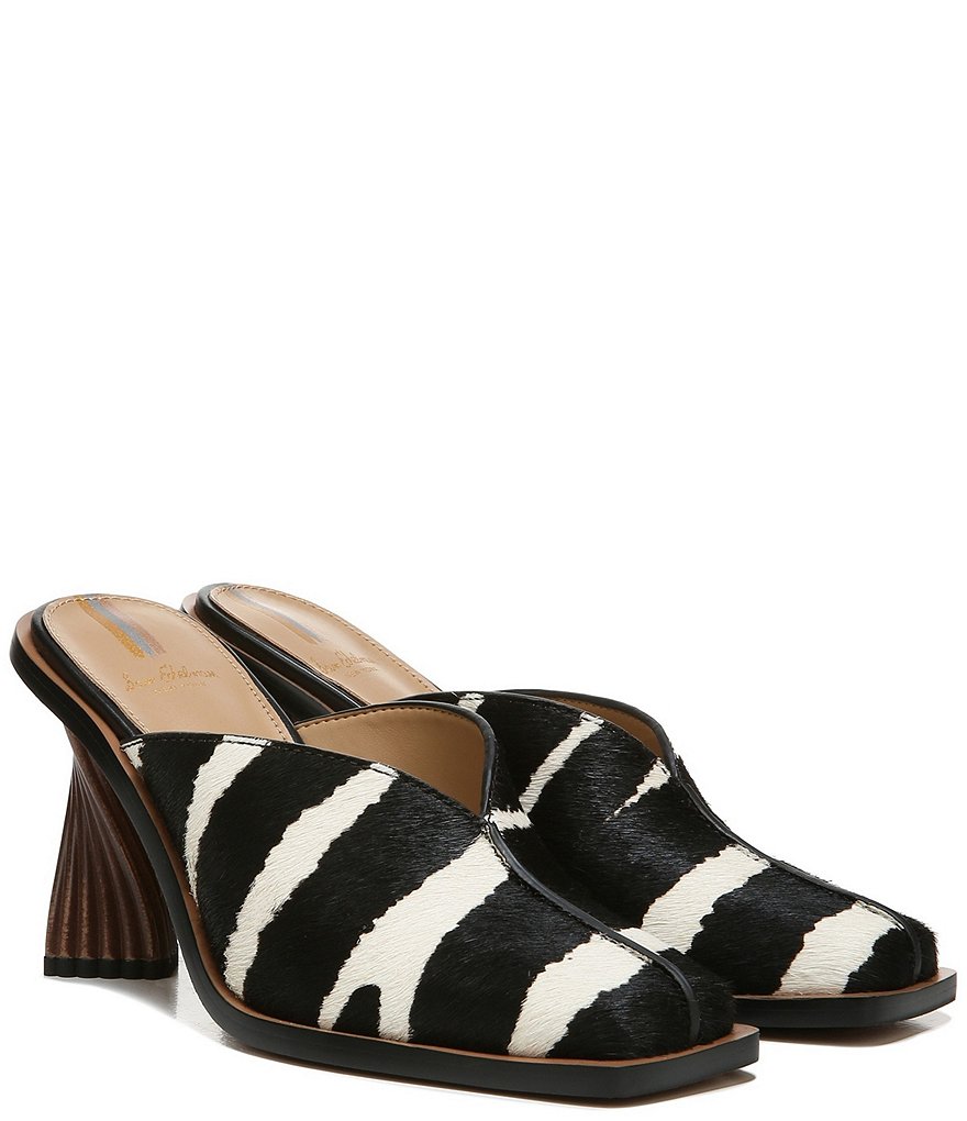 Sam Edelman Everly Animal Printed Haircalf Sculptural Heel Dress Mules