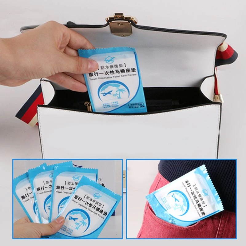 50Pcs/Pack Disposable Toilet Seat Cover Mat Portable Waterproof Safety Toilet Seat Pad For Travel Camping Commuting 63HF
