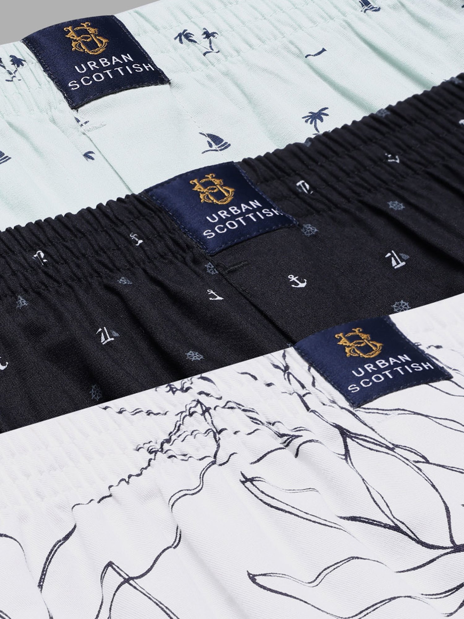Urban Scottish Multi Cotton Regular fit Print Boxers-Pack of 3