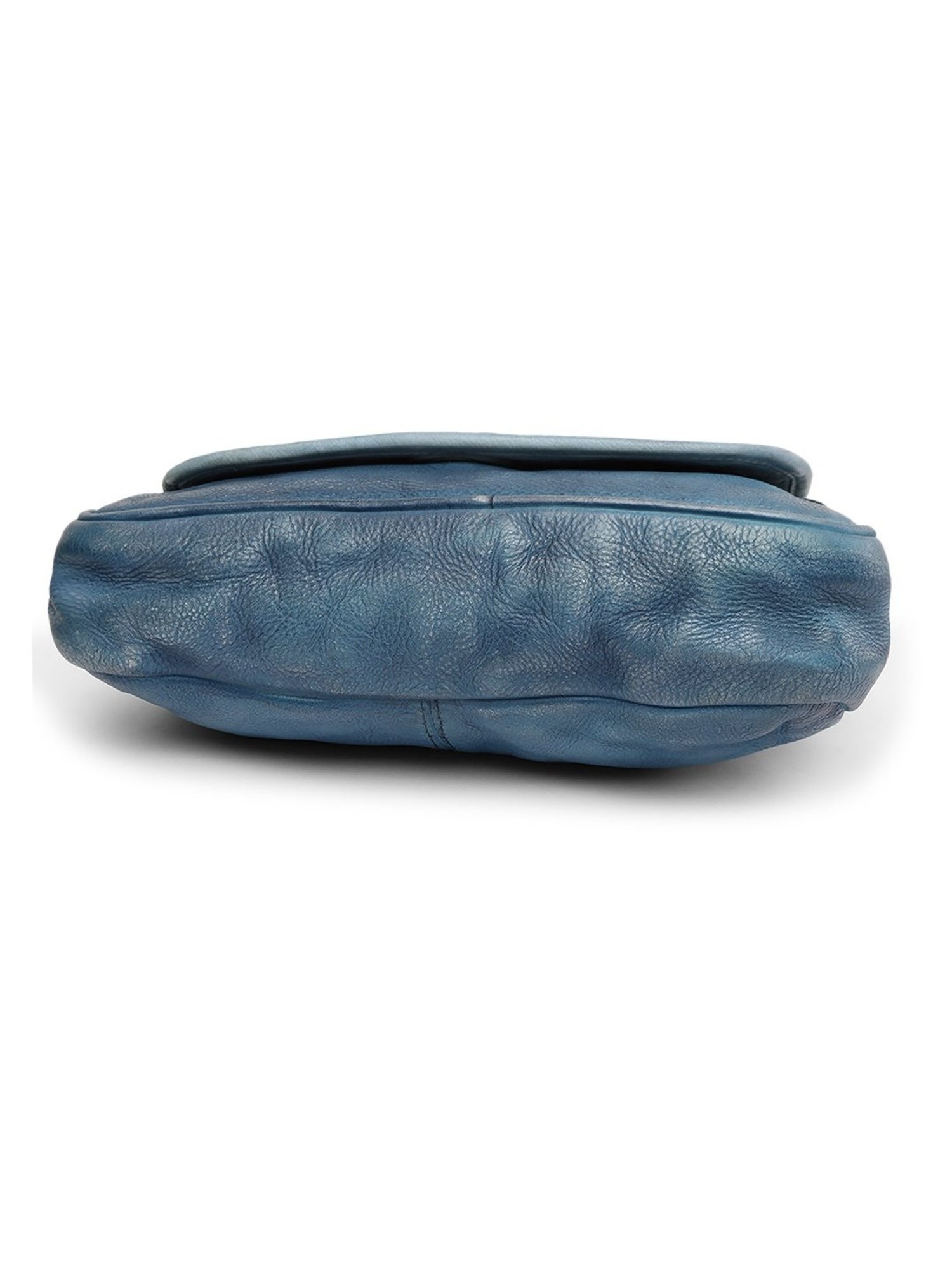 Art N Vintage Azure Aster Blue Leather Floral Medium Sling Handbag