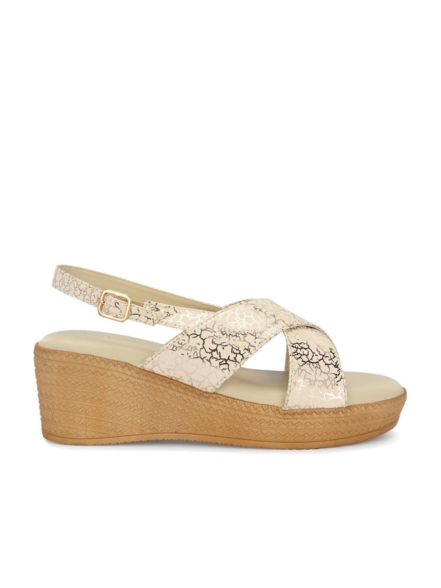 Clog London Women's Cream Back Strap Wedges