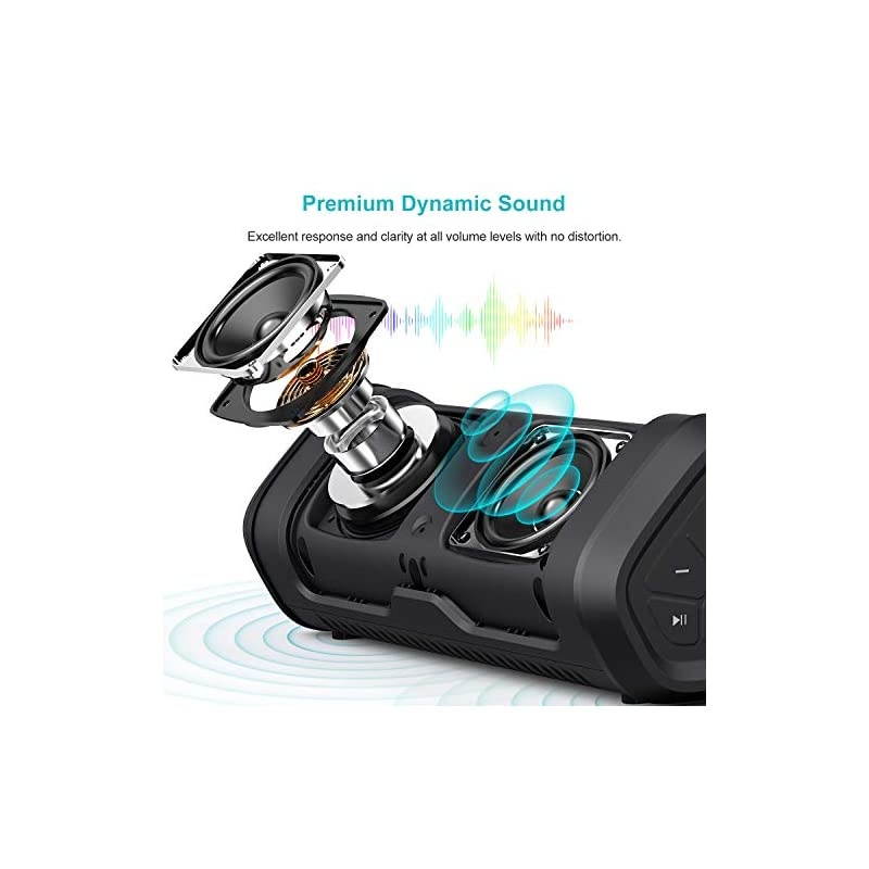 Boost Portable Waterproof Bluetooth Speakers with Premium Stereo Sound IP67 20 Hours Playtime 100 ft Range Builtin Power Bank and Mic True Wireless Stereo Loud Wireless Speaker