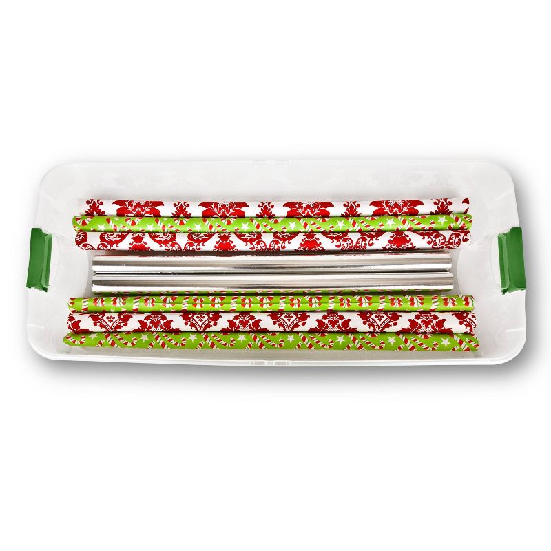 Homz 64 Quart Secured Seal Latch Extra Large Single Clear Stackable Storage Container Tote with Blue Lid for Home, Garage, or Basement (2 Pack)