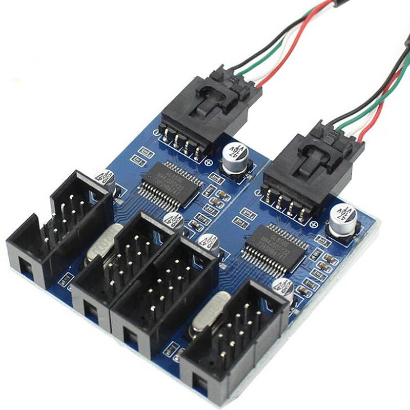 Male 1 to 4 Female 9Pin USB Header Extension Cable Card Motherboard Hub Adapter