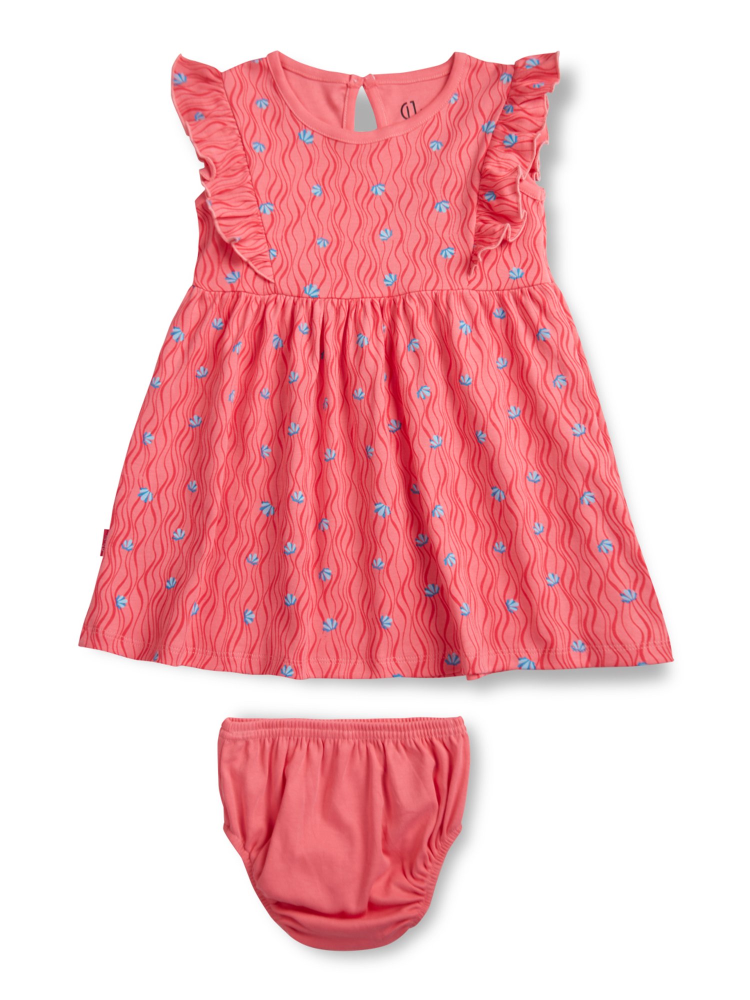 GJ baby  Pink Printed Dress with Bloomers