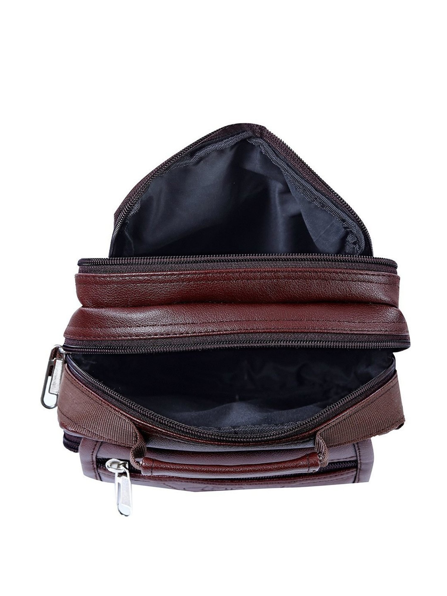 Leather World Brown Solid Medium Cross Body Bag