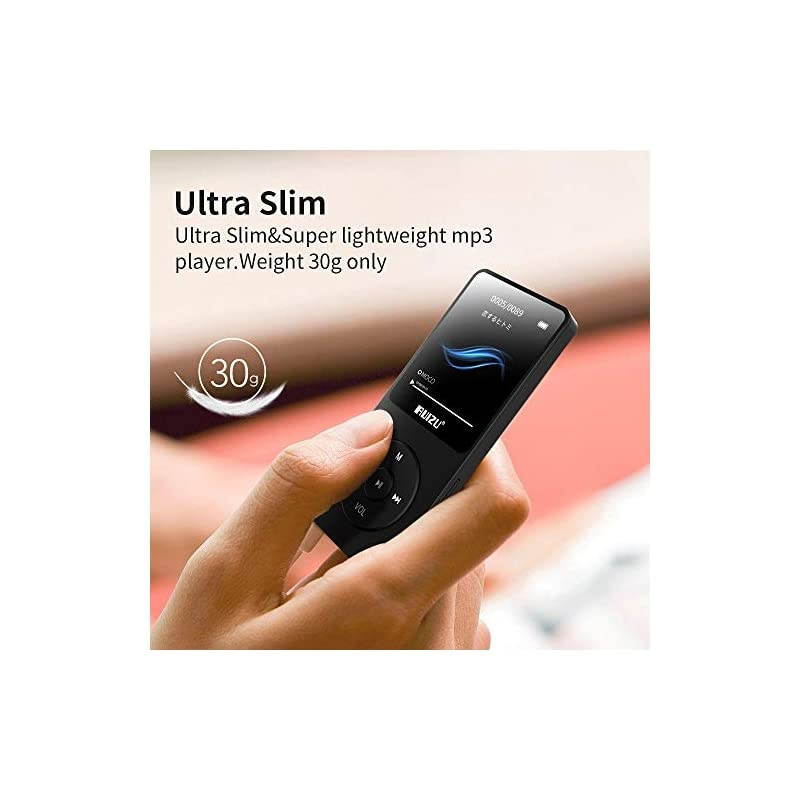 Mp3 Player, X02 16GB Ultra Slim Music Player,Long Battery Life Mp3 with FM Radio, Voice Recorder, Video Play, Text Reading, 80 Hours Playback and Expandable Up to 128 GB (Black)
