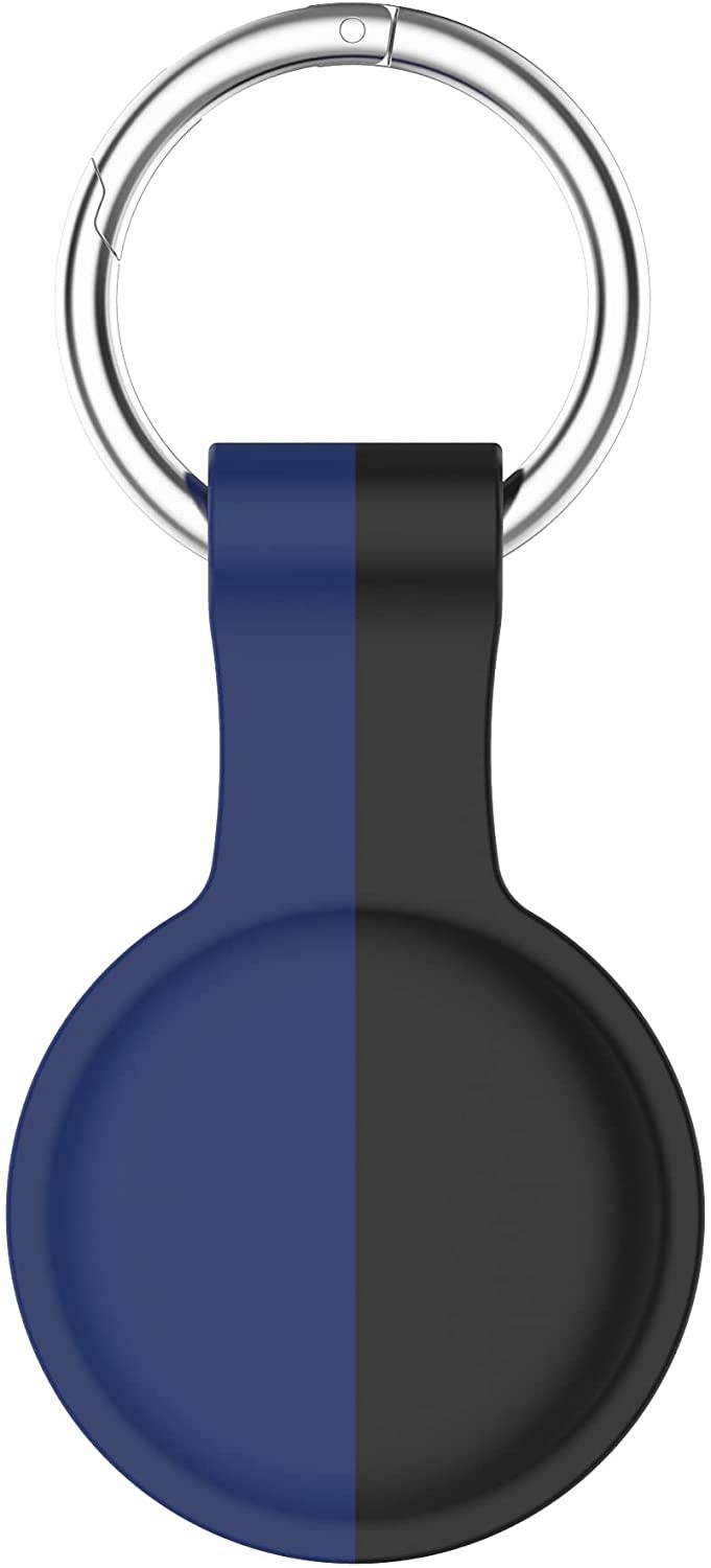 AWINNER Compatible for AirTag Case Keychain Accessories ,Silicone Protective Cover Secure Holder with Key Ring (Black/Blue)