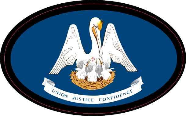 StickerTalk Oval Louisiana Flag Vinyl Sticker, 4 inches by 2.5 inches