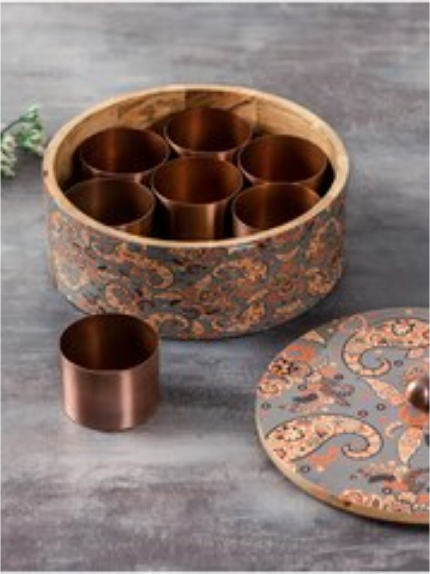 Nestroots Grey masala box for kitchen Masala dani spice rack containers for kitchen storage spice