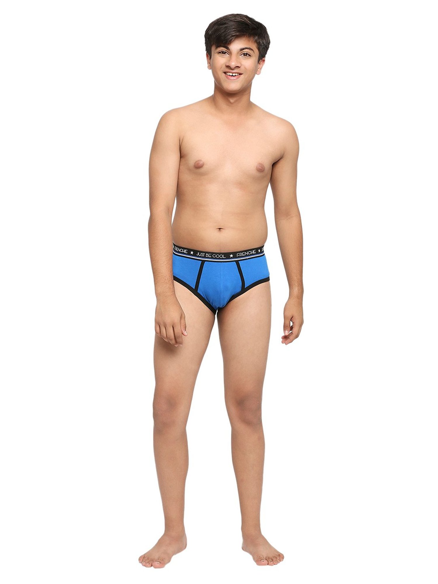 Frenchie Kids Blue & Grey Solid Briefs (Pack Of 2)