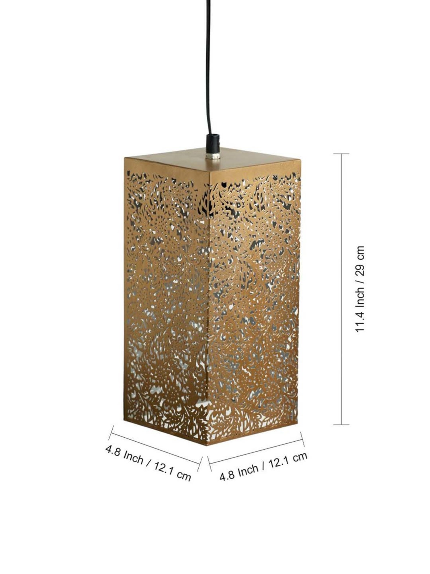 ExclusiveLane Monochrome Beige Iron Hand-Etched Hanging Pendant Lamp