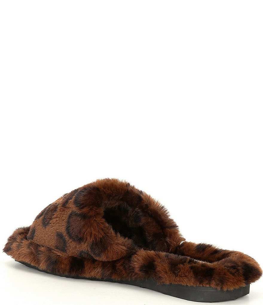 Antonio Melani Lushhh Leopard Print Faux Fur Slippers