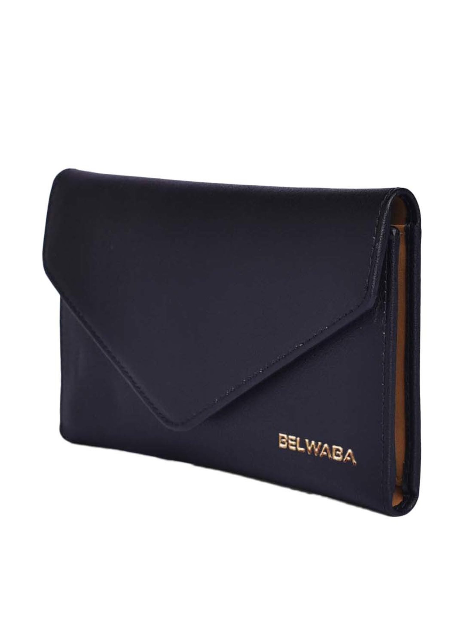 BELWABA Black Solid Tri-Fold Wallet for Women