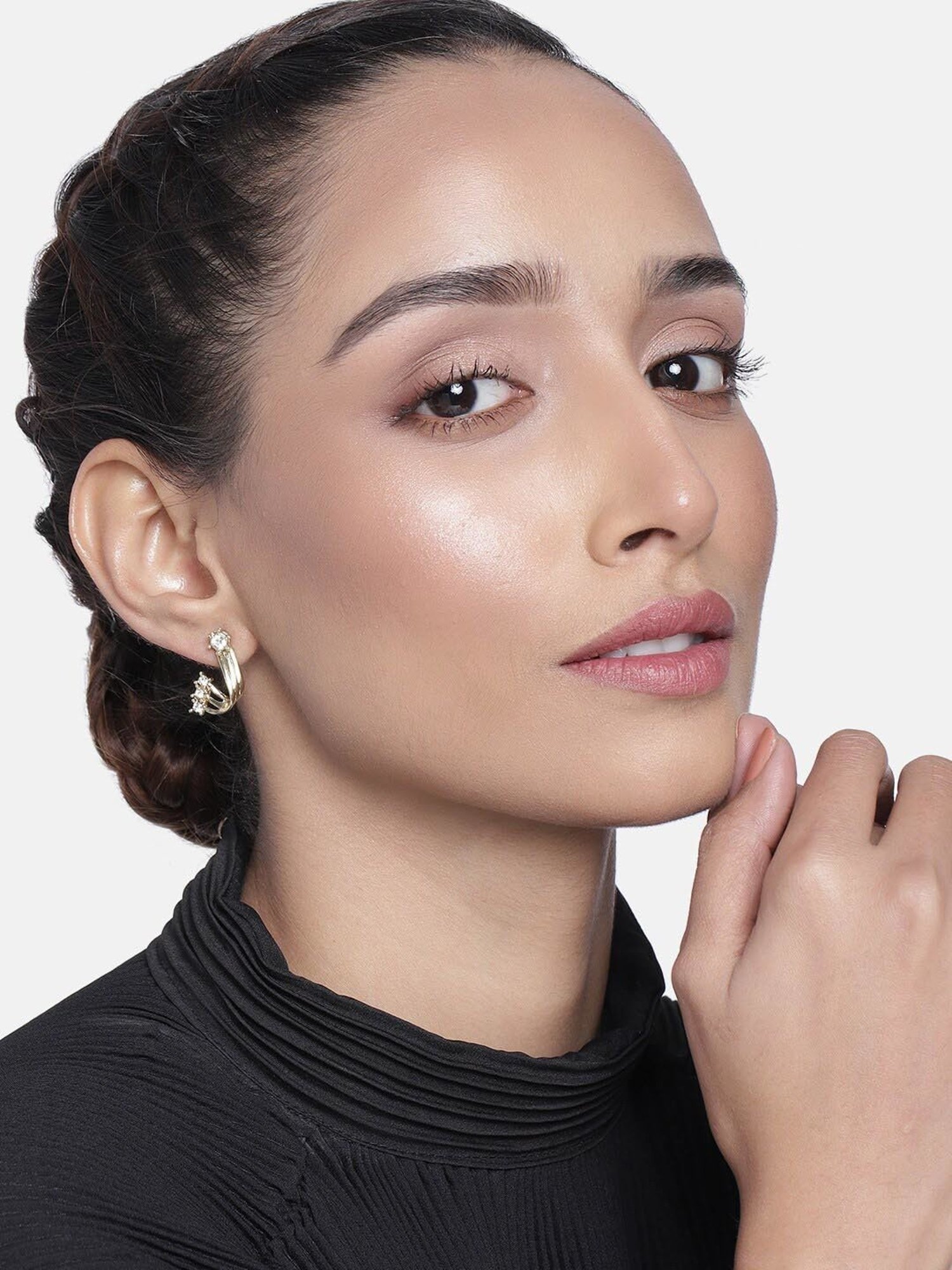 Estele Gold-Plated Falling Star Hoop Earrings for Women