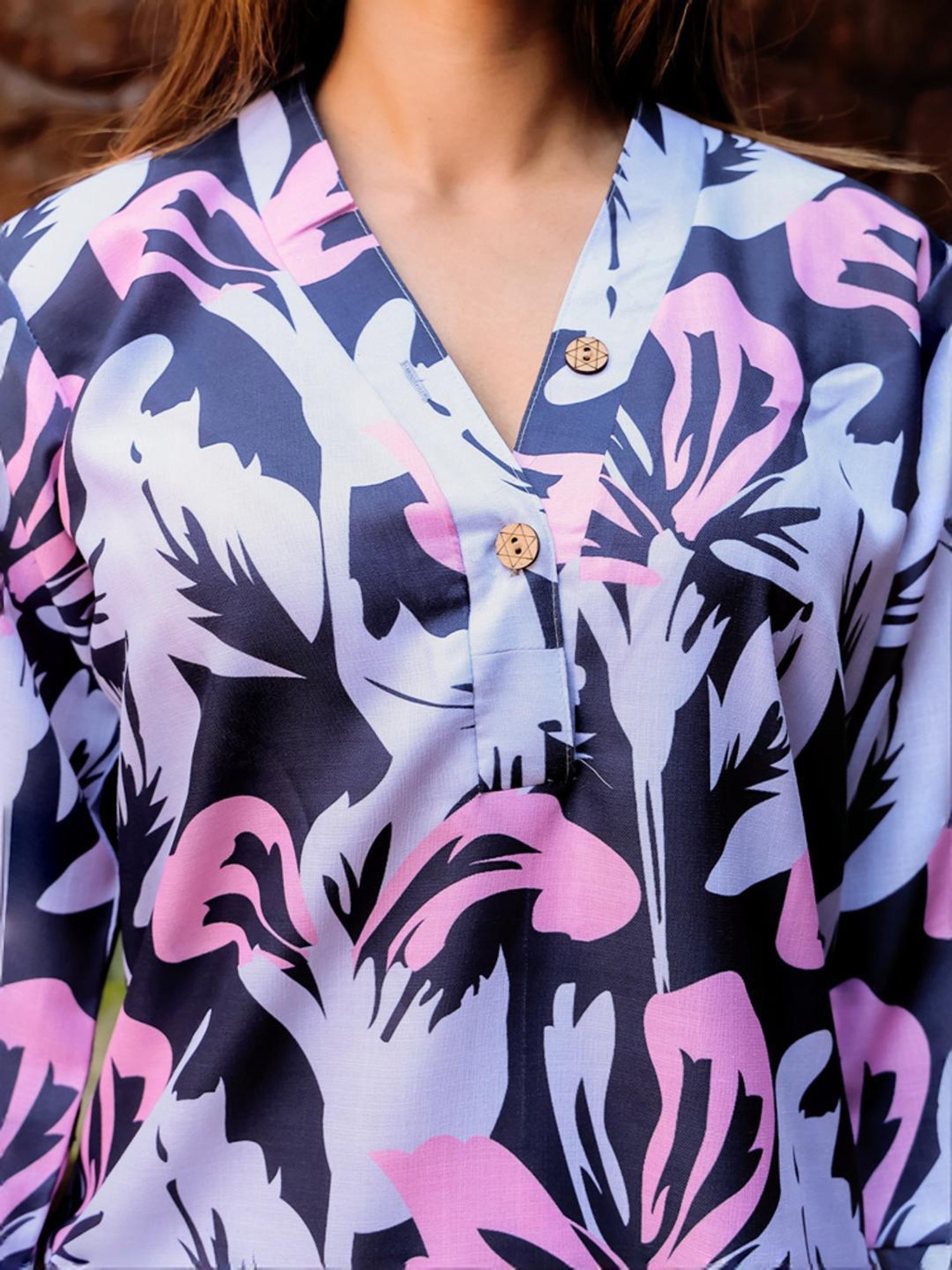 Odette Black Printed Kurti Palazzo Set